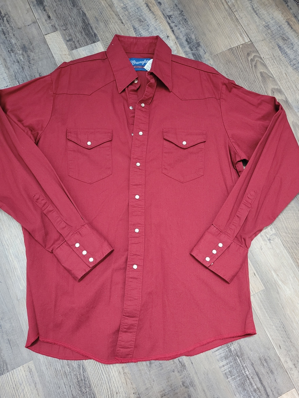 WRangler Size Large Burgundy Pearl Snap Western Cowboy Shirt
